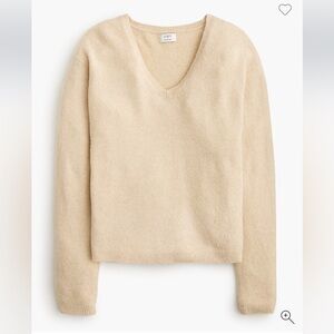 J. Crew Factory V-Neck Sweater in Extra Soft Yarn Medium Cream Light Khaki NEW